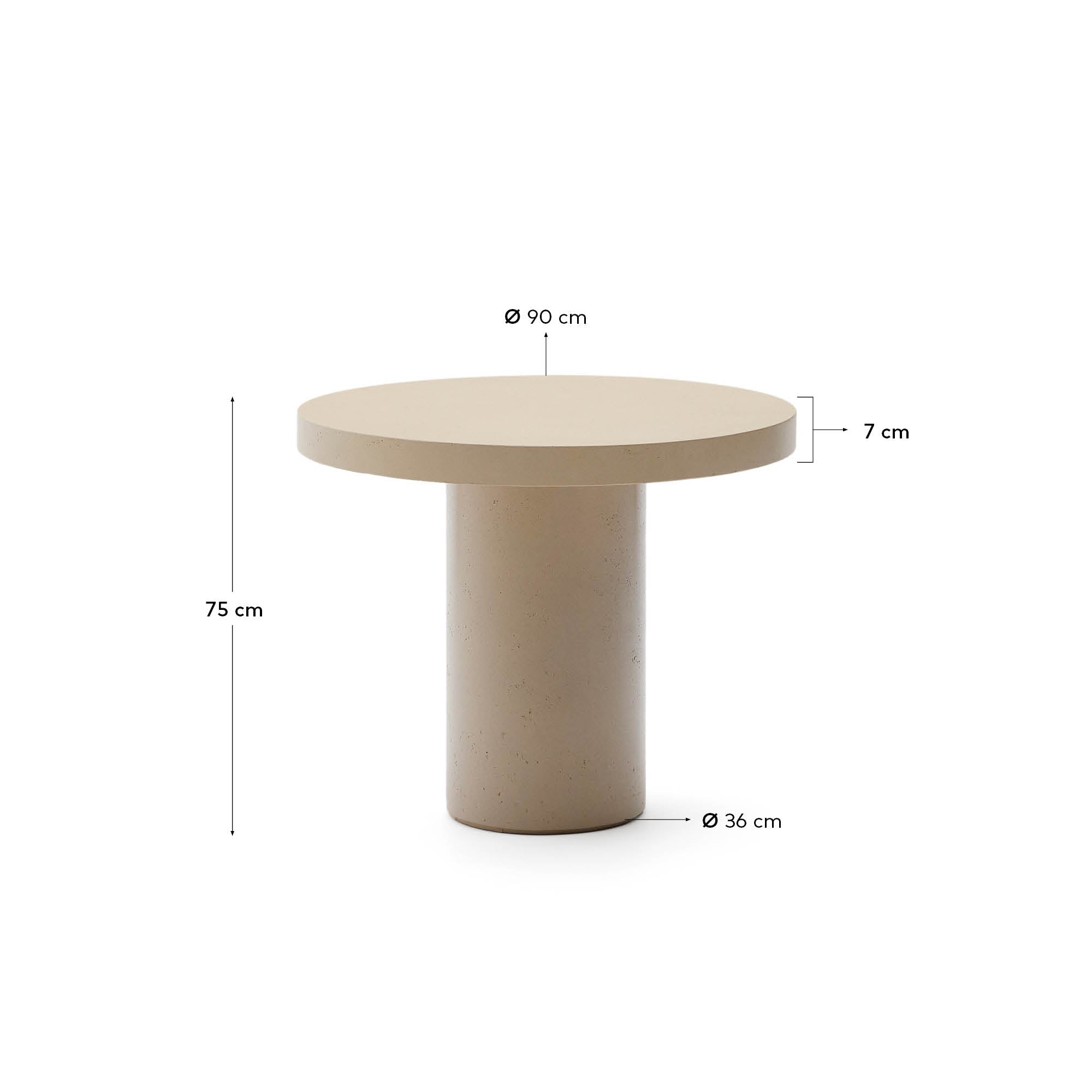 Runder Tisch Aiguablava aus Zement in Beige Ø 90 cm in Beige präsentiert im Onlineshop von KAQTU Design AG. Gartentisch ist von Kave Home