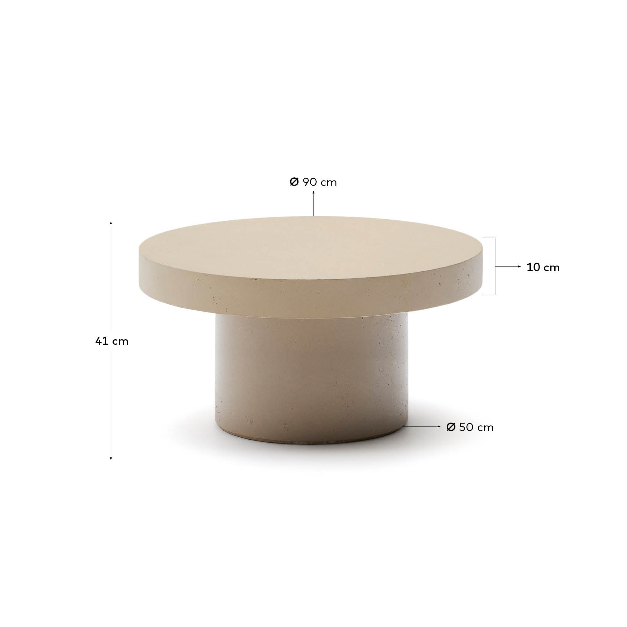 Couchtisch Aiguablava aus Zement in Beige Ø 90 cm in Beige präsentiert im Onlineshop von KAQTU Design AG. Beistelltisch Outdoor ist von Kave Home