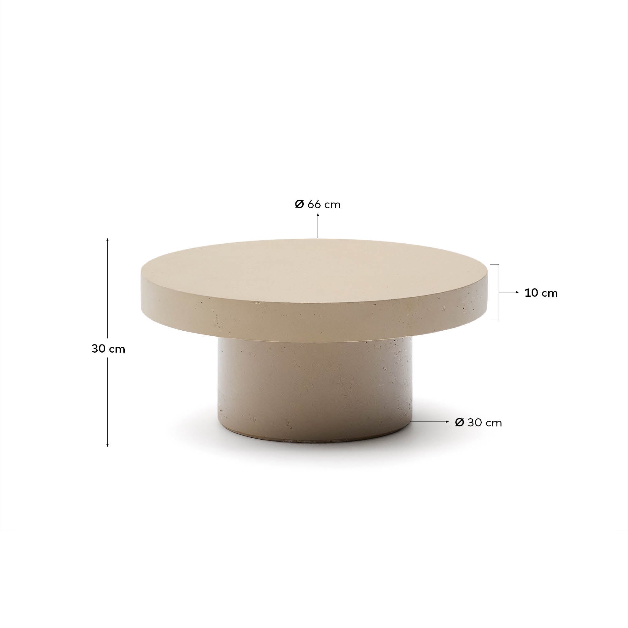 Couchtisch Aiguablava aus Zement in Beige Ø 66 cm in Beige präsentiert im Onlineshop von KAQTU Design AG. Beistelltisch Outdoor ist von Kave Home