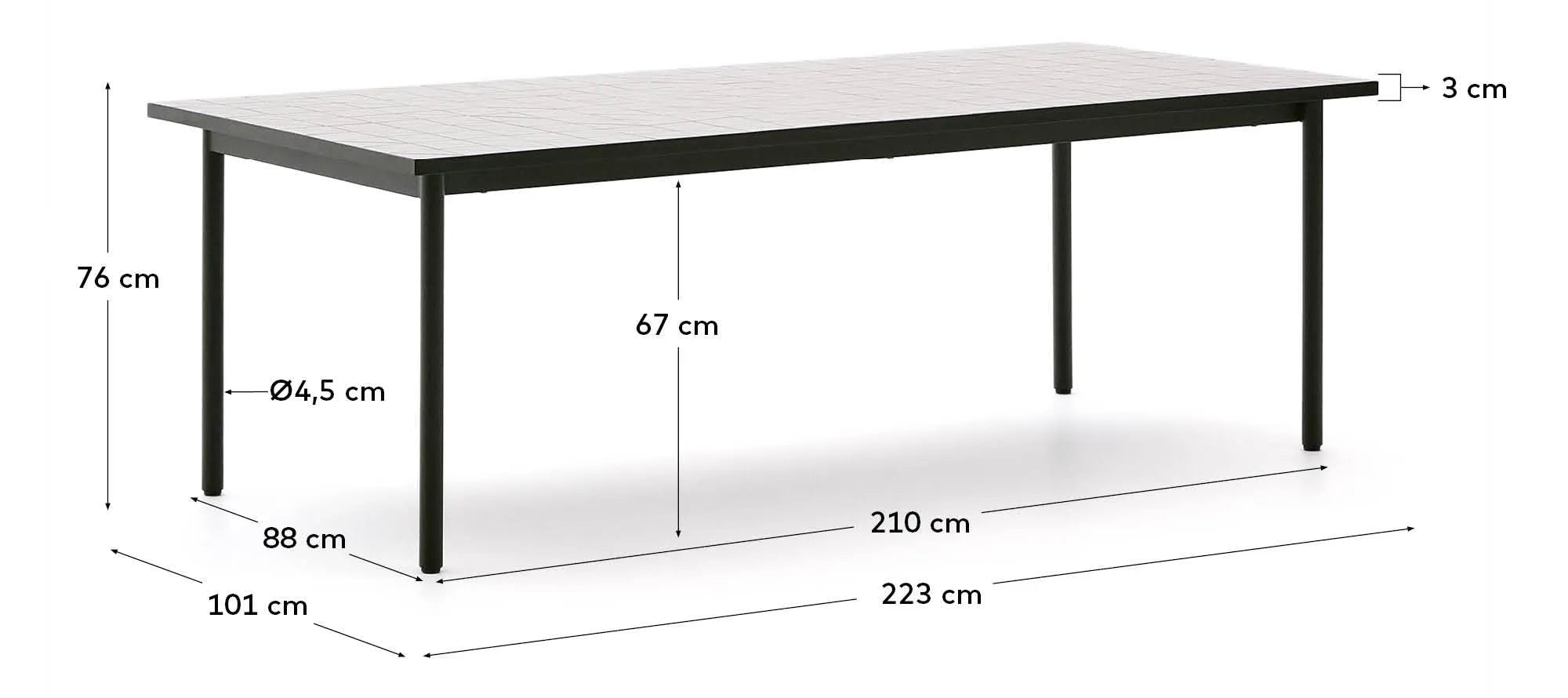 Eleganter Outdoor-Stuhl aus grünem Stahl mit écru Keramikkacheln, robust und stilvoll für Garten oder Terrasse.