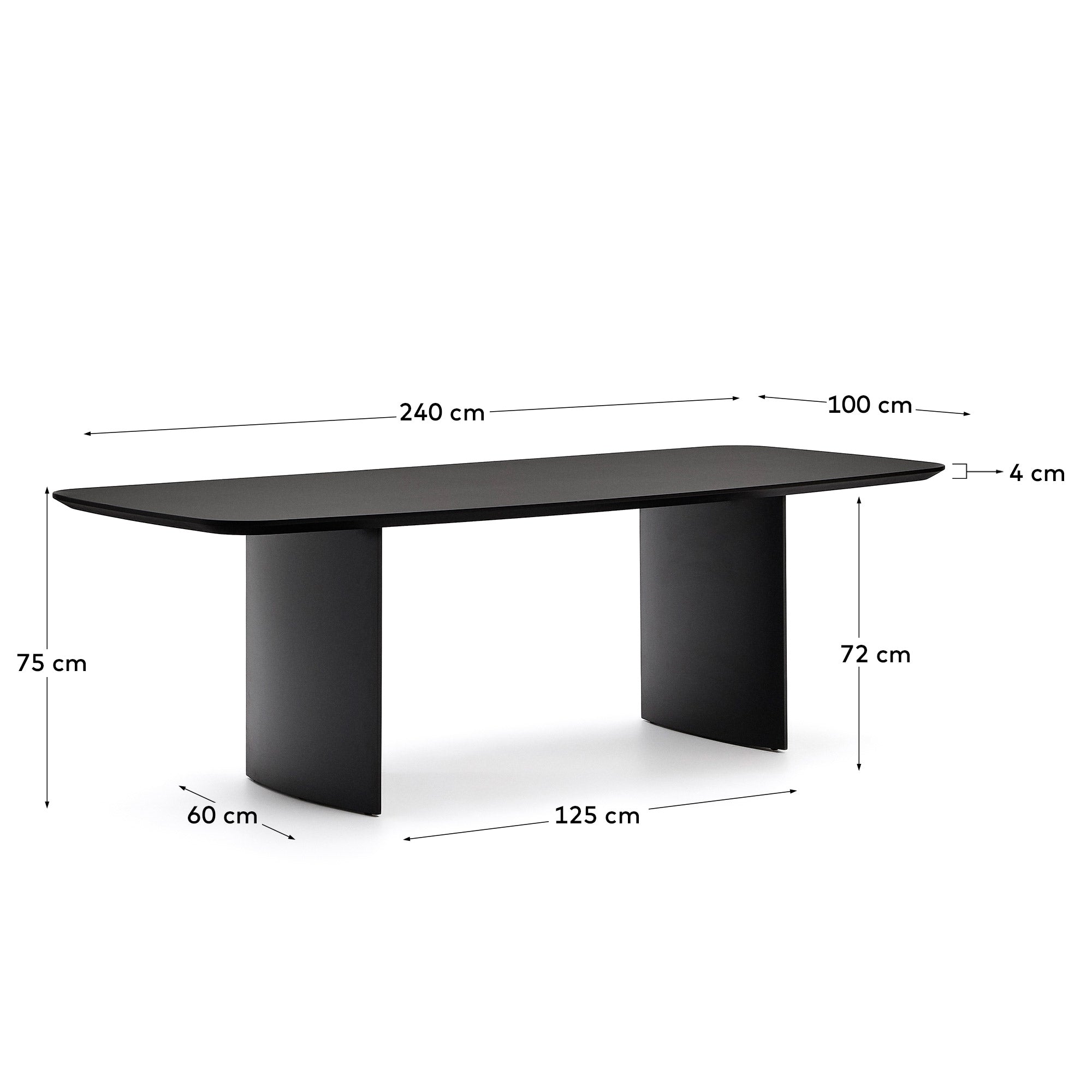 Tisch Litto aus schwarz lackiertem MDF 240 x 100 cm in Schwarz präsentiert im Onlineshop von KAQTU Design AG. Esstisch ist von Kave Home