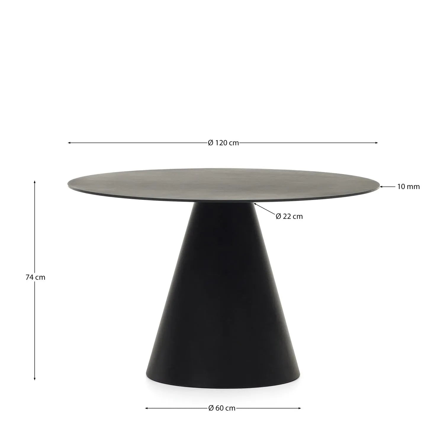 Wilshire runder Tisch getempertes Glas und Metall mit schwarzem Finish Ø 120 cm in Schwarz präsentiert im Onlineshop von KAQTU Design AG. Esstisch ist von Kave Home