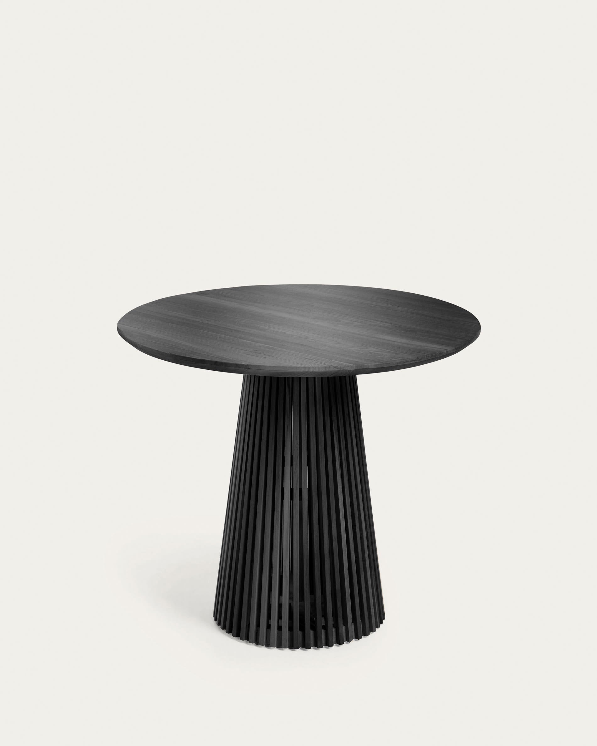 Jeanette runder Tisch aus massivem Mindiholz schwarz Ø 90 cm in Schwarz präsentiert im Onlineshop von KAQTU Design AG. Esstisch ist von Kave Home