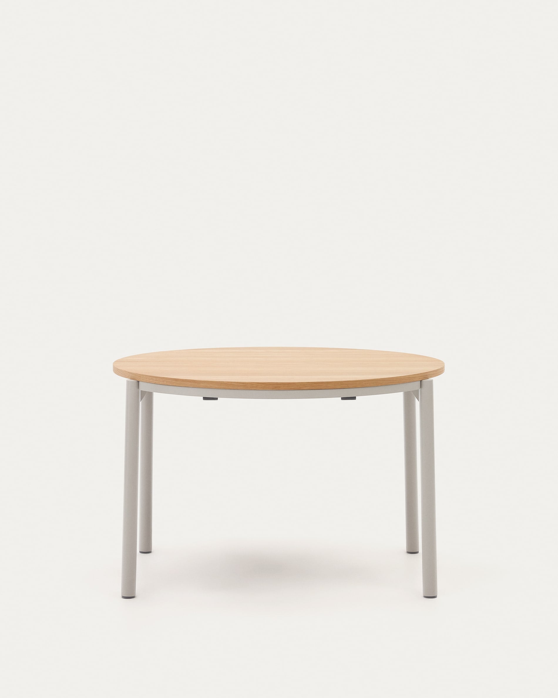 Montuiri runder Ausziehtisch Eichenfurnier Stahlbeine mit grauem Finish Ø 120 (200) cm in Braun präsentiert im Onlineshop von KAQTU Design AG. Esstisch ist von Kave Home