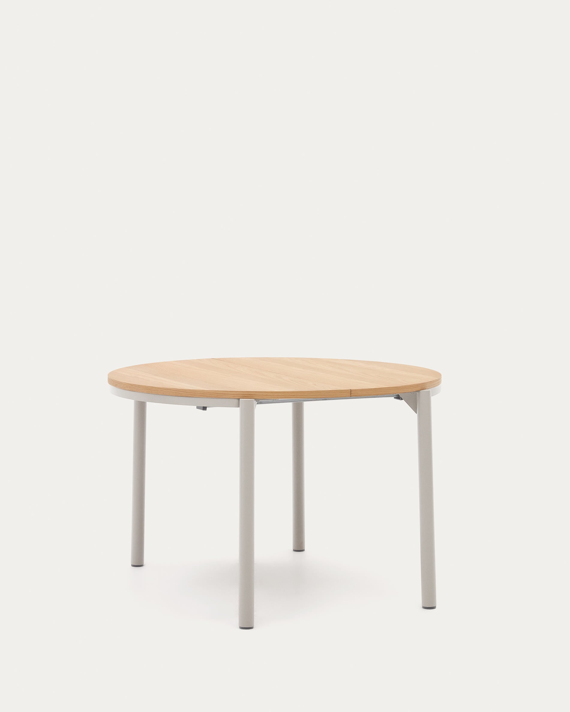 Montuiri runder Ausziehtisch Eichenfurnier Stahlbeine mit grauem Finish Ø 120 (200) cm in Braun präsentiert im Onlineshop von KAQTU Design AG. Esstisch ist von Kave Home