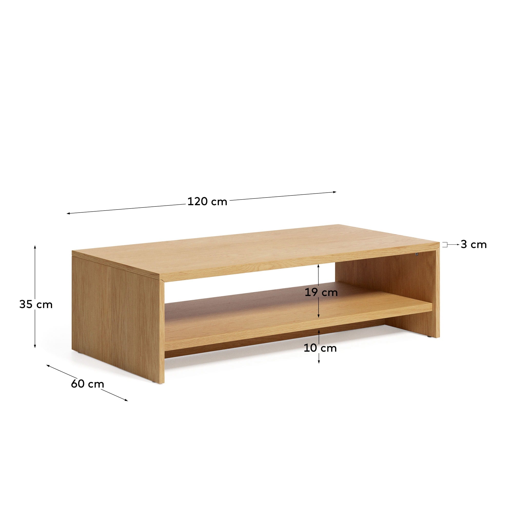 Abilen Couchtisch aus Eichenfurnier 120 x 60 cm FSC 100% in Braun präsentiert im Onlineshop von KAQTU Design AG. Beistelltisch ist von Kave Home