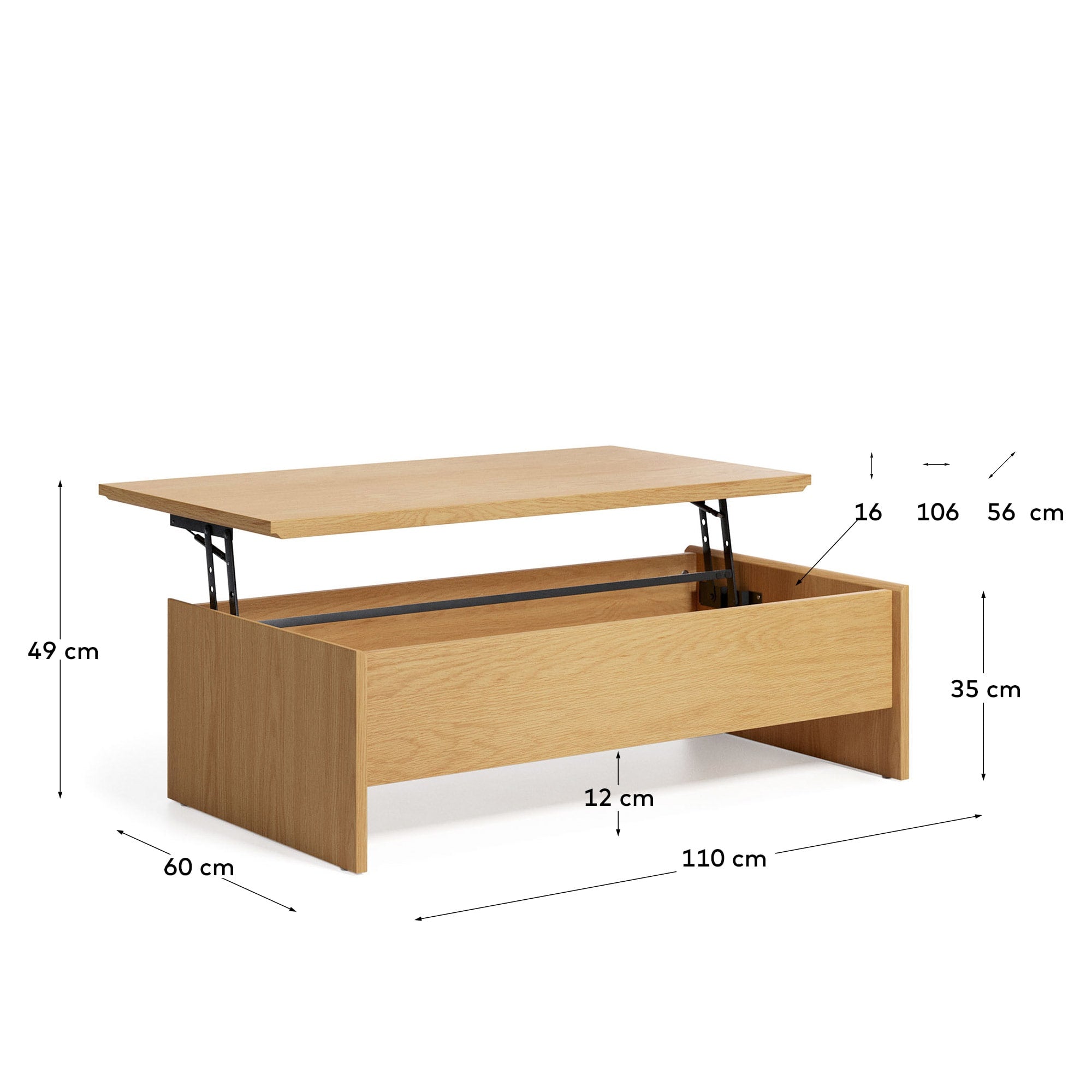 Abilen höhenverstellbarer Couchtisch aus Eichenfurnier 110 x 60 cm FSC 100% in Braun präsentiert im Onlineshop von KAQTU Design AG. Beistelltisch ist von Kave Home