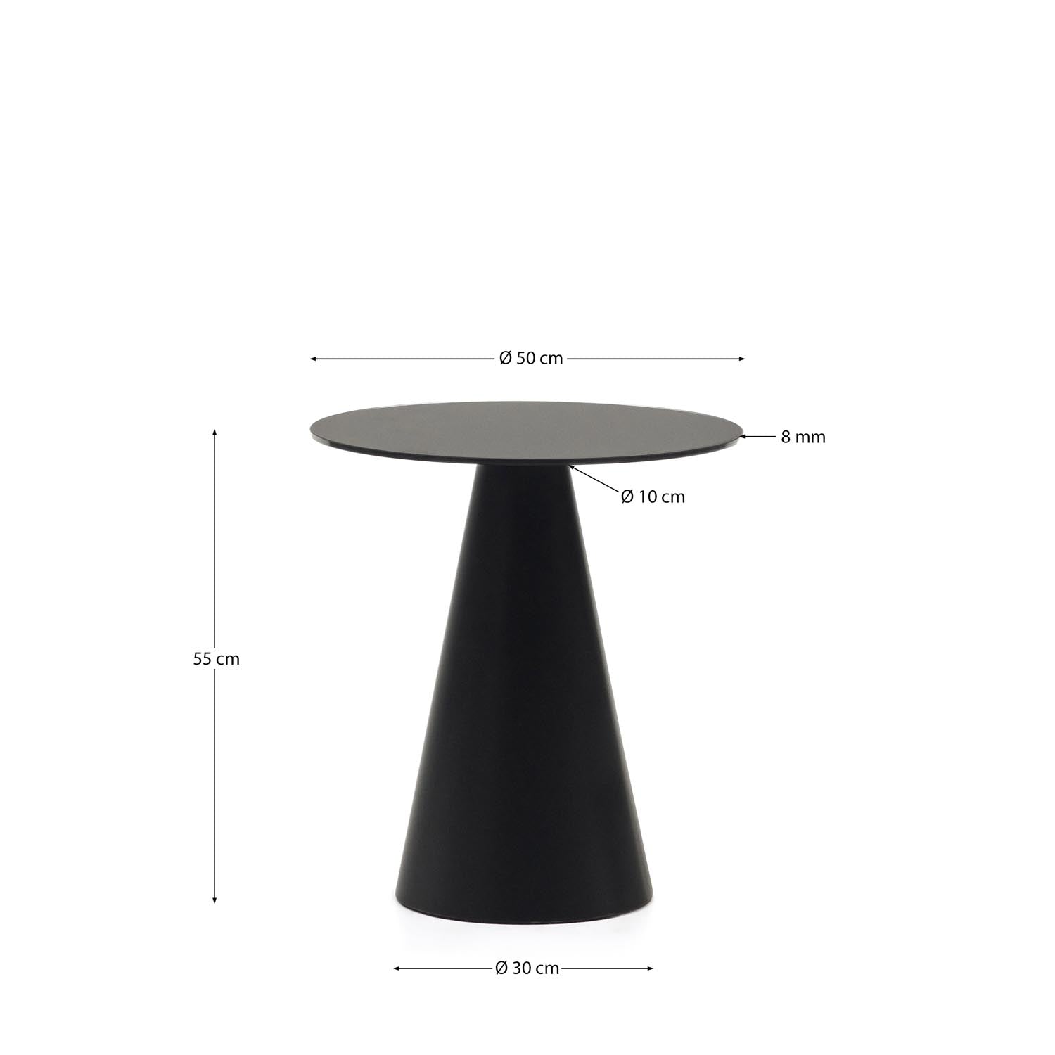 Wilshire Beistelltisch aus getempertem Glas und Metall mit Finish in Mattschwarz Ø 50 cm in Schwarz präsentiert im Onlineshop von KAQTU Design AG. Beistelltisch ist von Kave Home