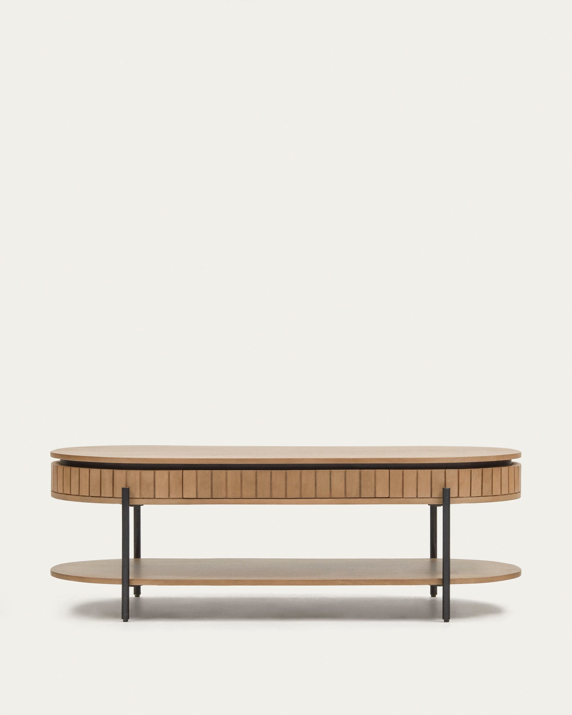 Licia Couchtisch 1 Schublade aus massivem Mangoholz Metall schwarz lackiert 130 x 65 cm in Braun präsentiert im Onlineshop von KAQTU Design AG. Beistelltisch ist von Kave Home