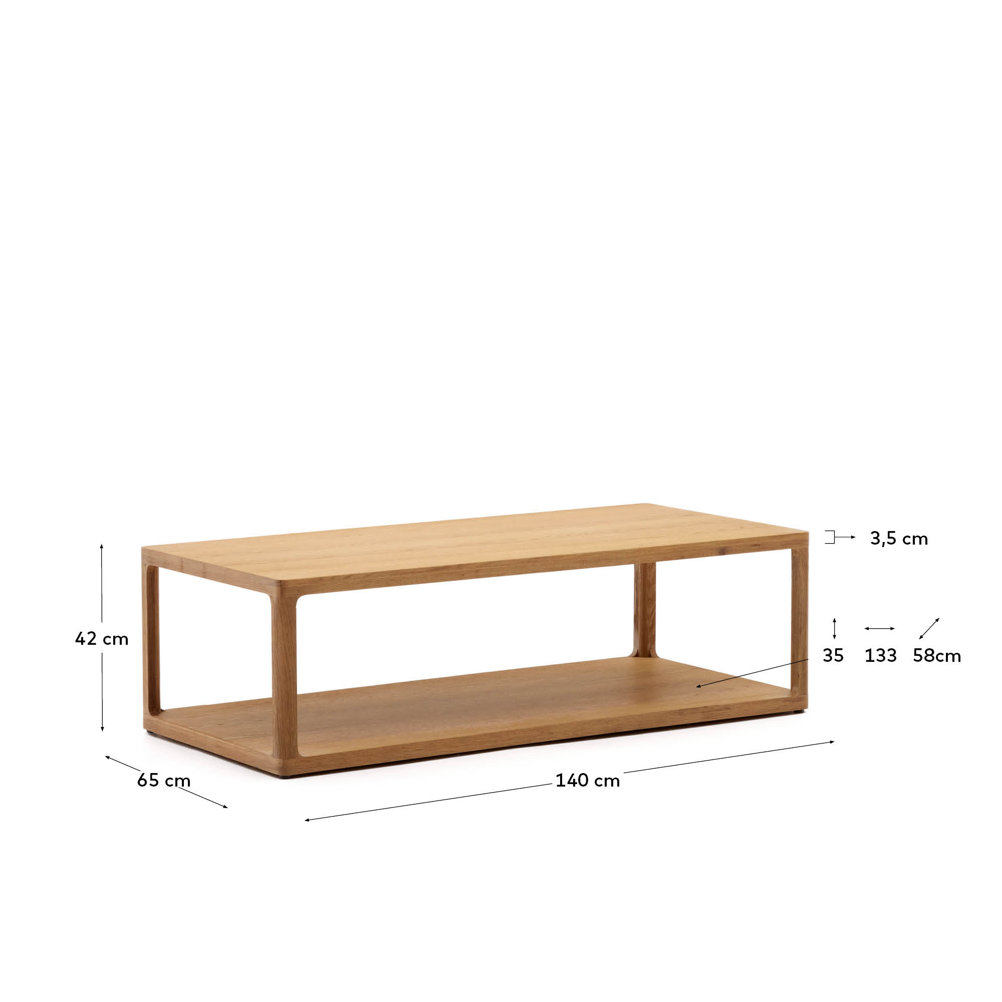 Maymai Couchtisch aus Eichenholz 140 x 65 cm in Braun präsentiert im Onlineshop von KAQTU Design AG. Beistelltisch ist von Kave Home