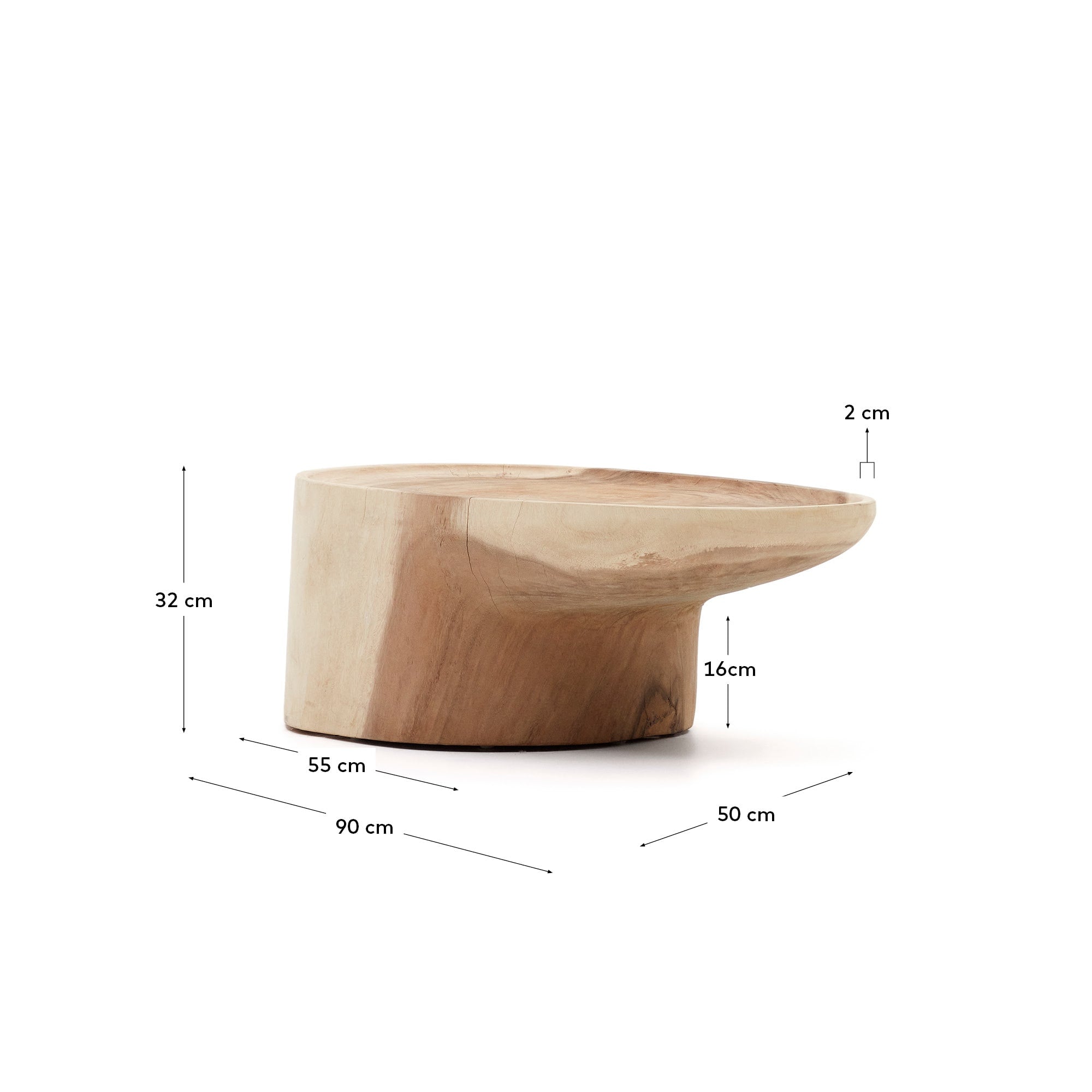 Mosi Couchtisch mit Standbein aus massivem Mungurholz Ø 90 x 50 cm in Natur präsentiert im Onlineshop von KAQTU Design AG. Beistelltisch ist von Kave Home