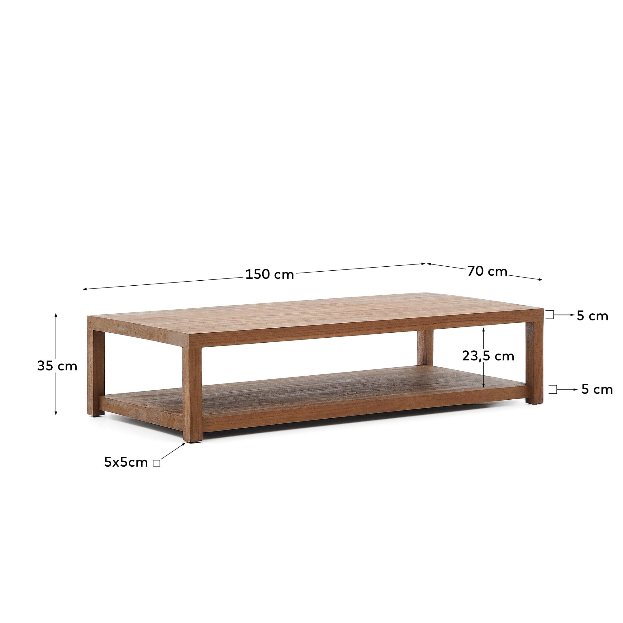 Sashi Couchtisch aus massivem Teakholz 150 x 70 cm in Braun präsentiert im Onlineshop von KAQTU Design AG. Beistelltisch ist von Kave Home