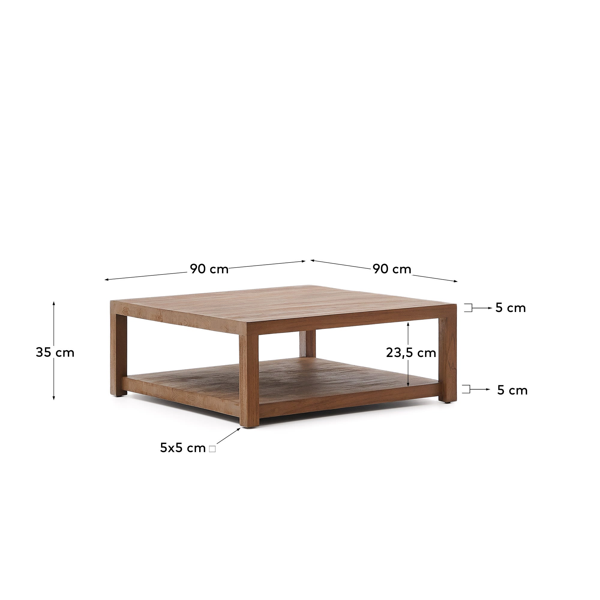 Sashi Beistelltisch aus massivem Teakholz 90 x 90 cm in Braun präsentiert im Onlineshop von KAQTU Design AG. Beistelltisch ist von Kave Home