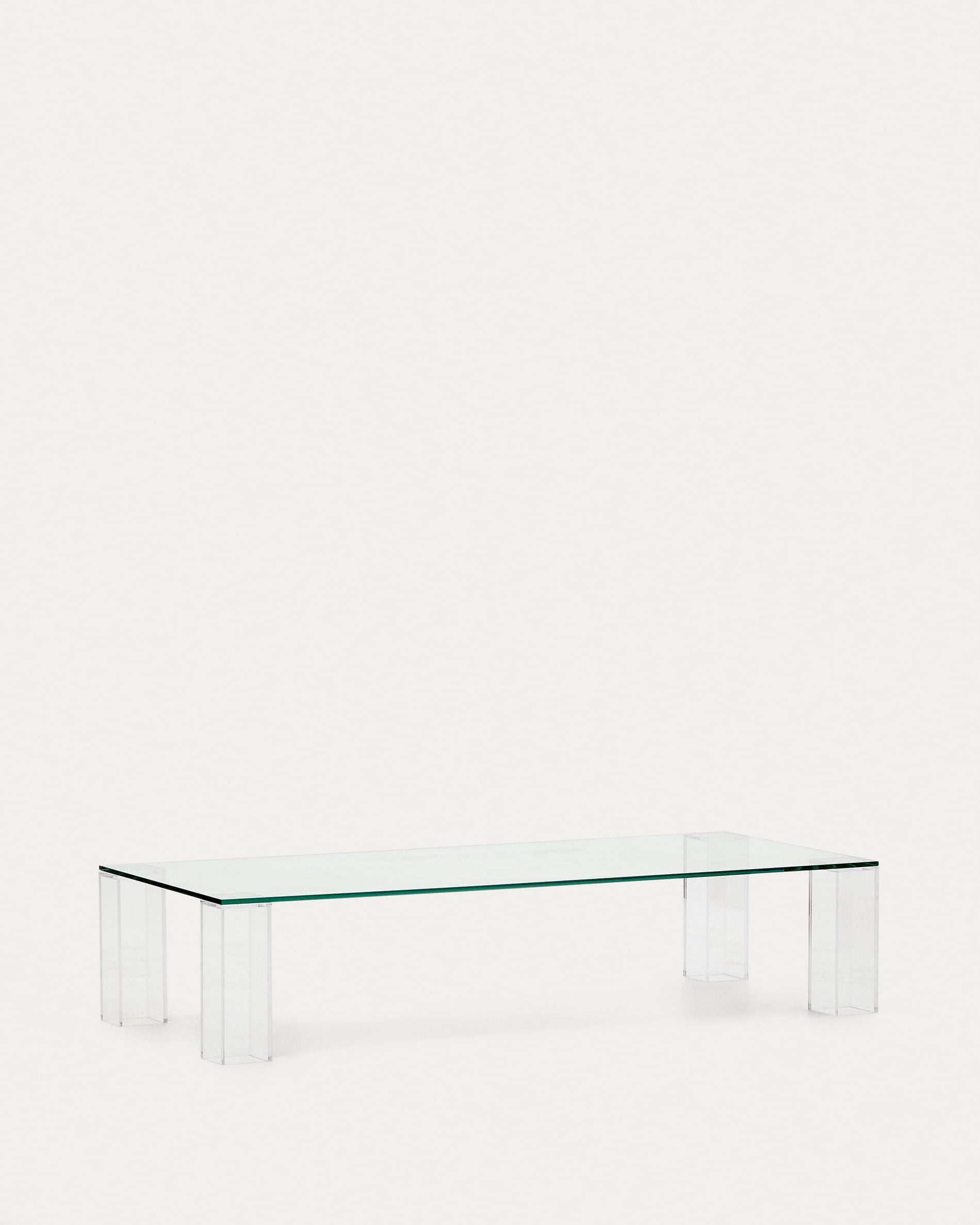 Couchtisch Adularia aus transparentem gehärtetem Glas 140 x 60 cm in Klar präsentiert im Onlineshop von KAQTU Design AG. Beistelltisch ist von Kave Home