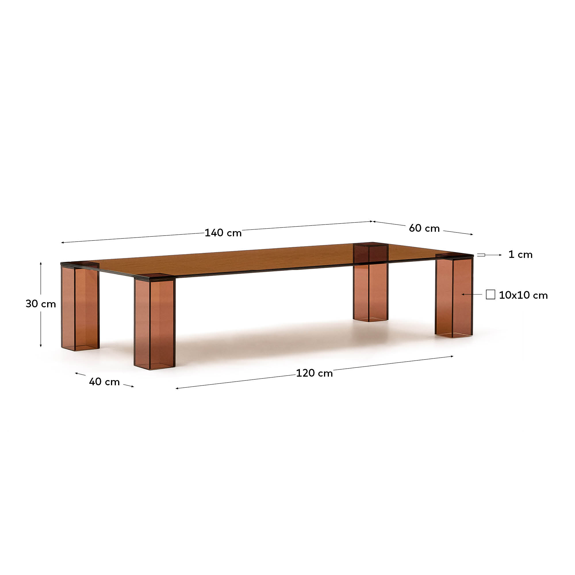 Couchtisch Adularia aus braunem gehärtetem Glas 140 x 60 cm in Braun präsentiert im Onlineshop von KAQTU Design AG. Beistelltisch ist von Kave Home