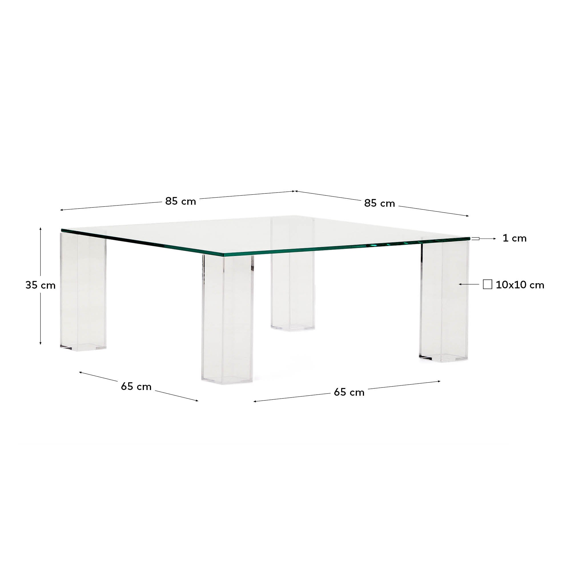 Beistelltisch Adularia aus transparentem gehärtetem Glas 85 x 85 cm in Klar präsentiert im Onlineshop von KAQTU Design AG. Beistelltisch ist von Kave Home