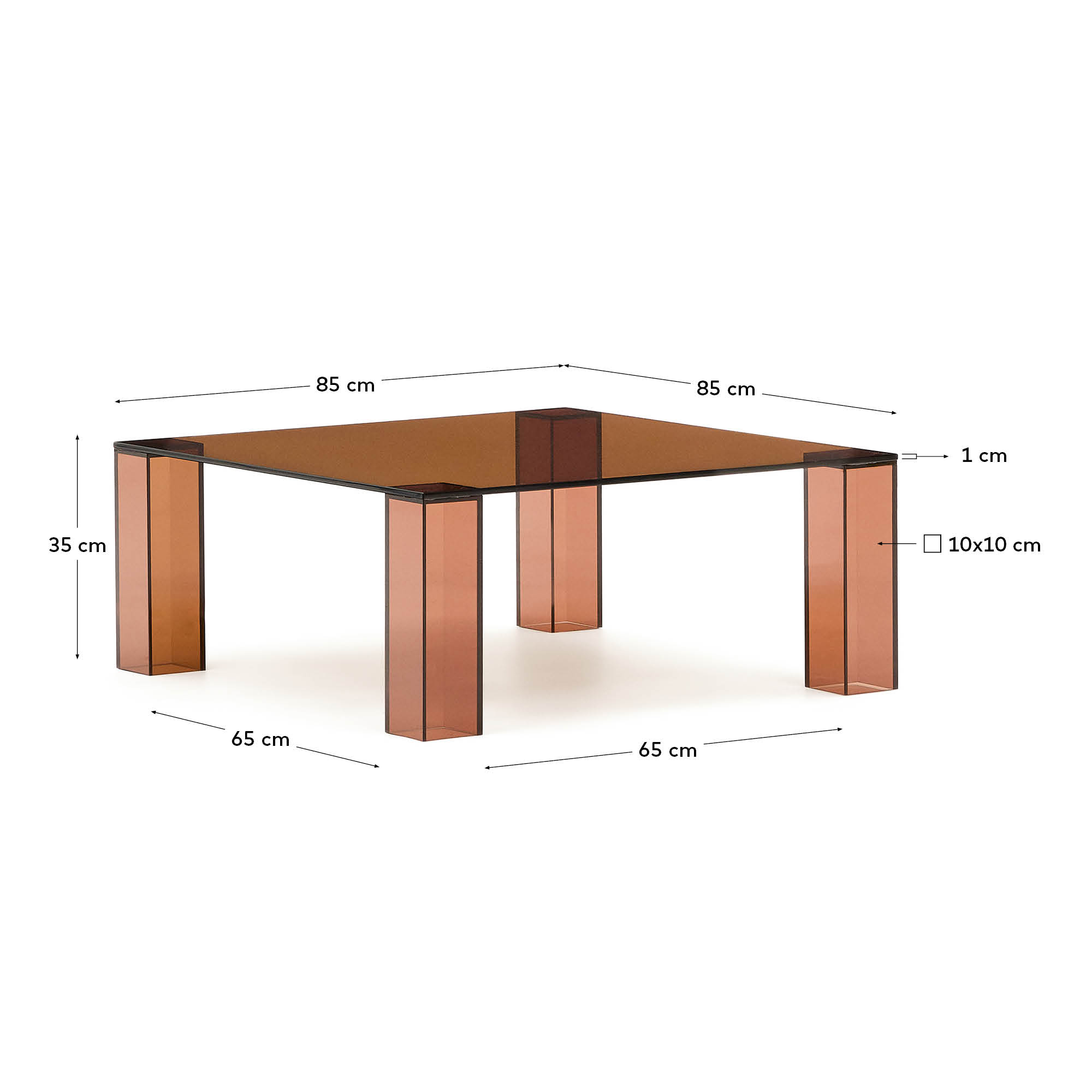 Beistelltisch Adularia aus braunem gehärtetem Glas 85 x 85 cm in Braun präsentiert im Onlineshop von KAQTU Design AG. Beistelltisch ist von Kave Home