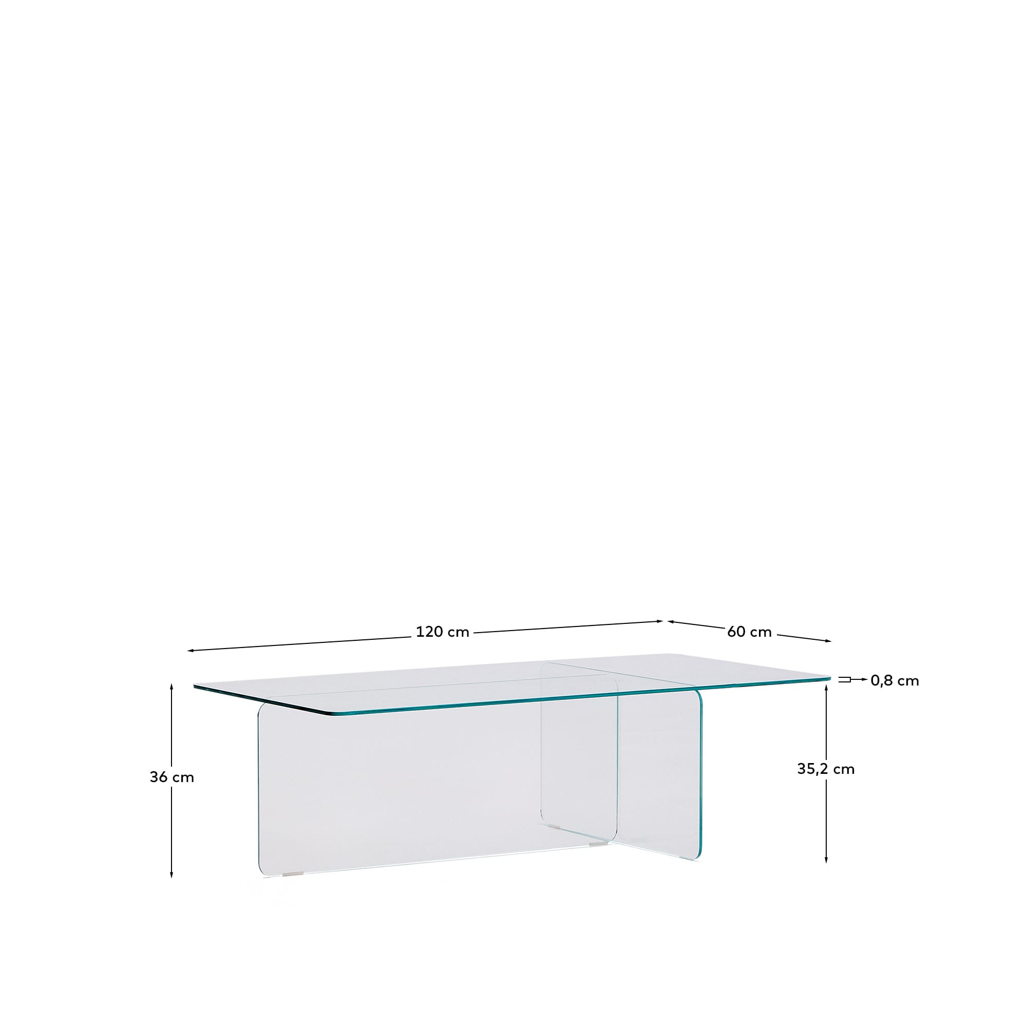 Couchtisch Zaren aus transparentem gehärtetem Glas 120 x 60 cm in Klar präsentiert im Onlineshop von KAQTU Design AG. Beistelltisch ist von Kave Home