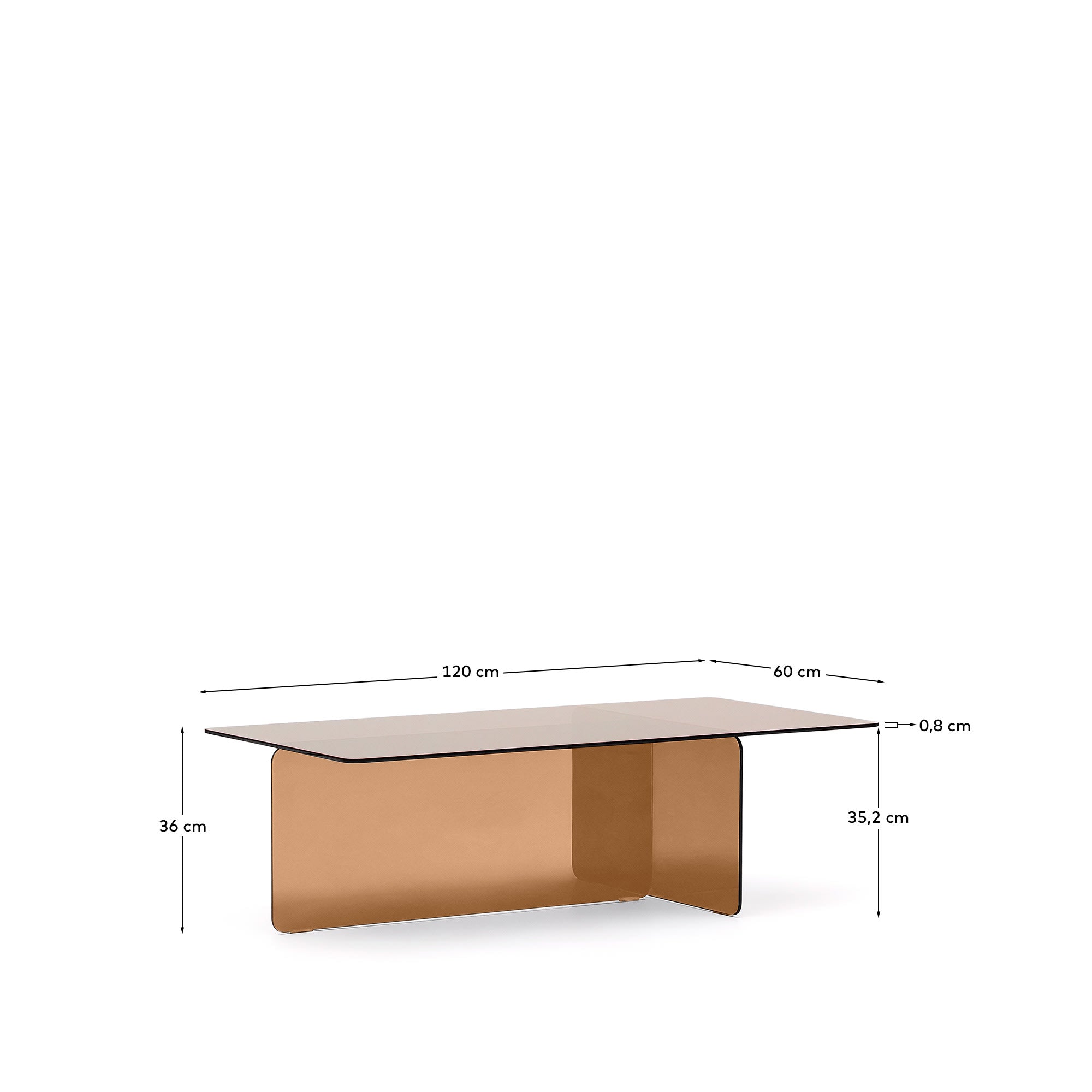 Couchtisch Zaren aus grauem gehärtetem Glas 120 x 60 cm in Grau präsentiert im Onlineshop von KAQTU Design AG. Beistelltisch ist von Kave Home