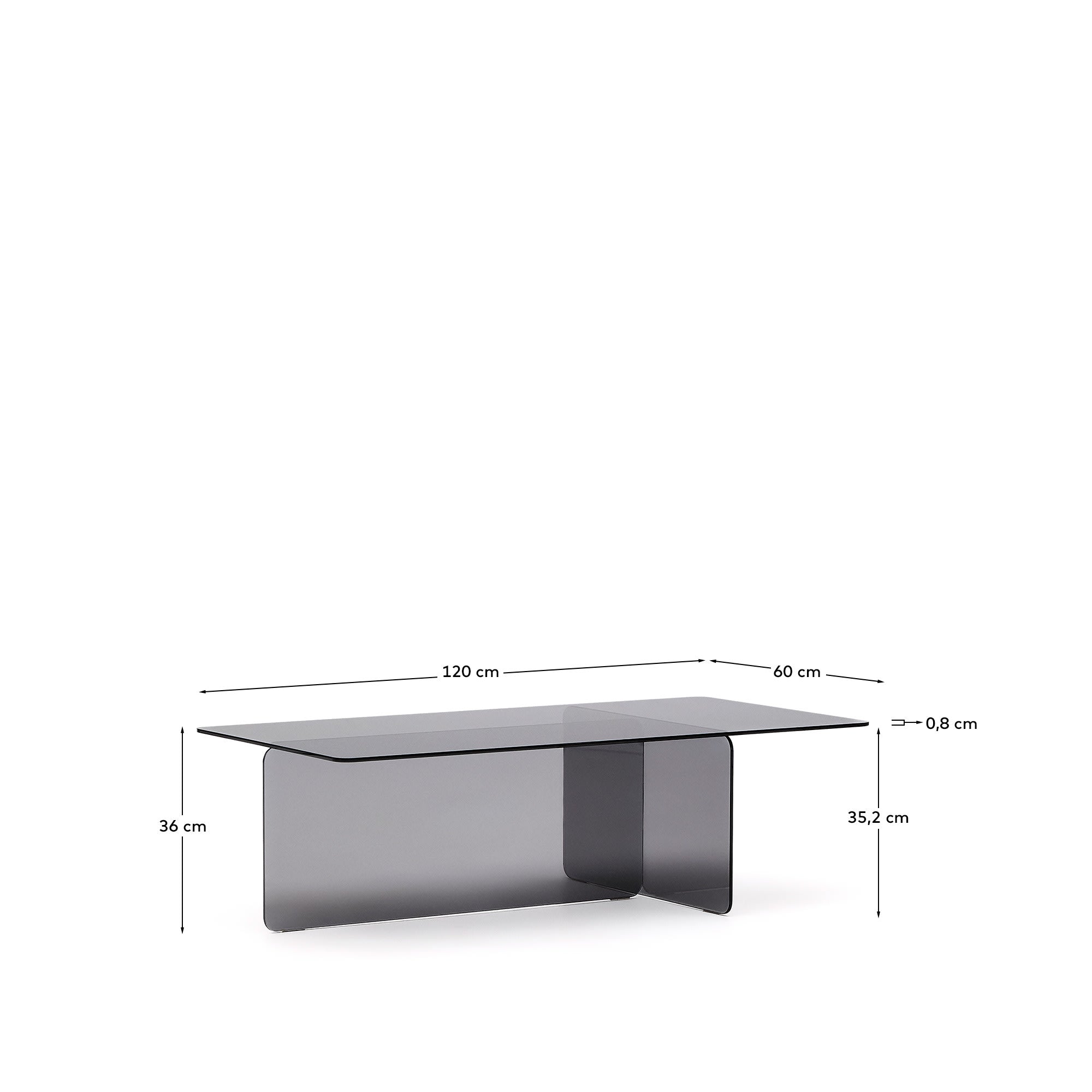 Couchtisch Zaren aus braunem gehärtetem Glas 120 x 60 cm in Braun präsentiert im Onlineshop von KAQTU Design AG. Beistelltisch ist von Kave Home