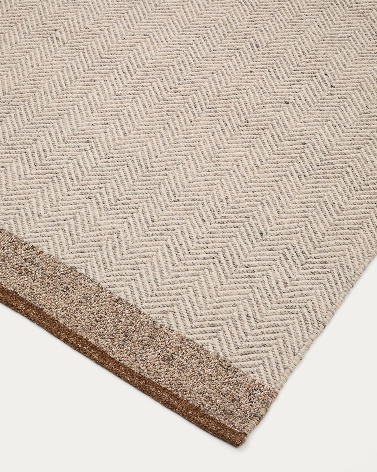 Teppich Nifelia Jacquard aus Wolle beige 200 x 300 cm in Beige präsentiert im Onlineshop von KAQTU Design AG. Teppich ist von Kave Home