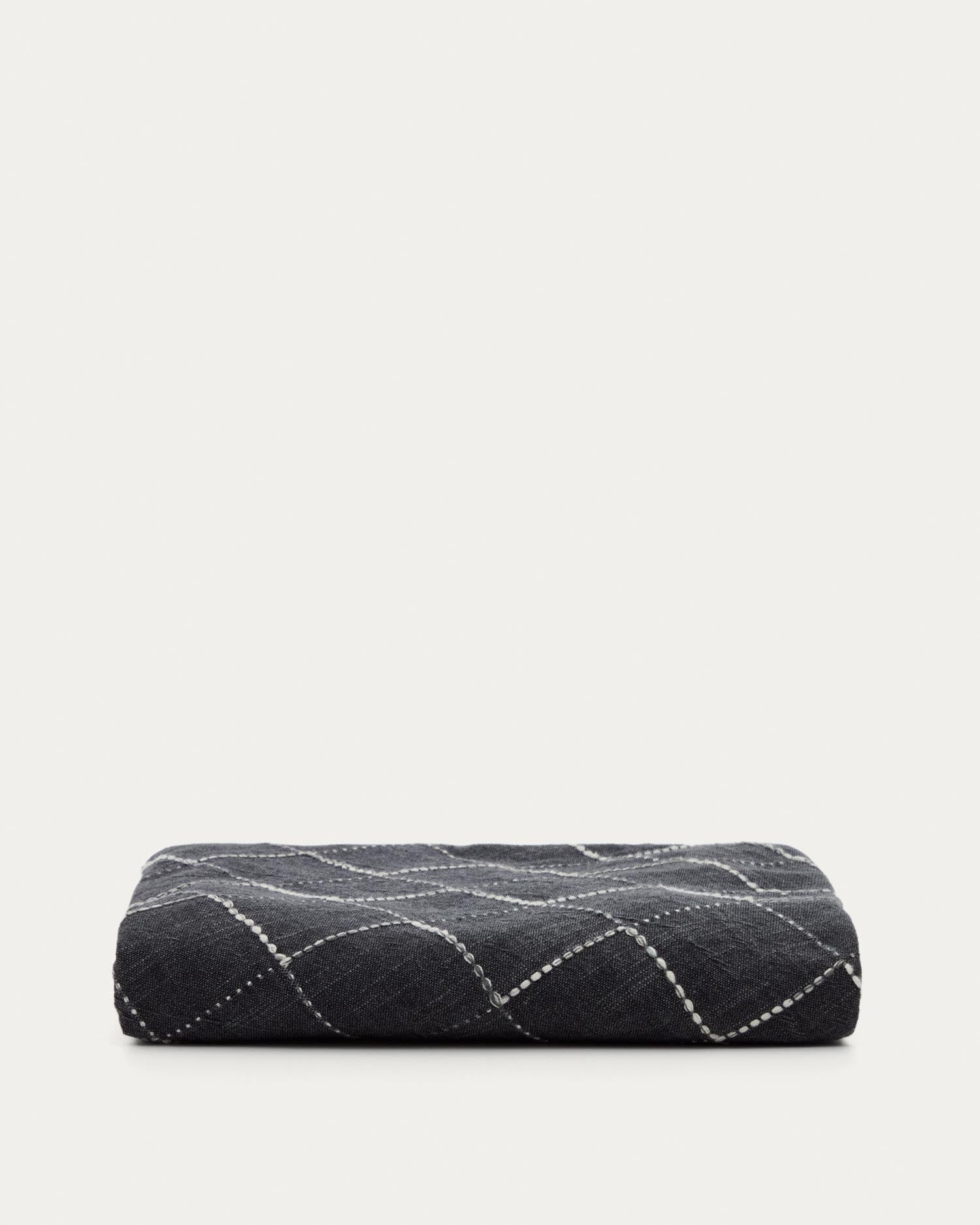 Runde Tischdecke Ersen 100% Baumwolle schwarz Ø170 cm in Grau präsentiert im Onlineshop von KAQTU Design AG. Esstisch ist von Kave Home