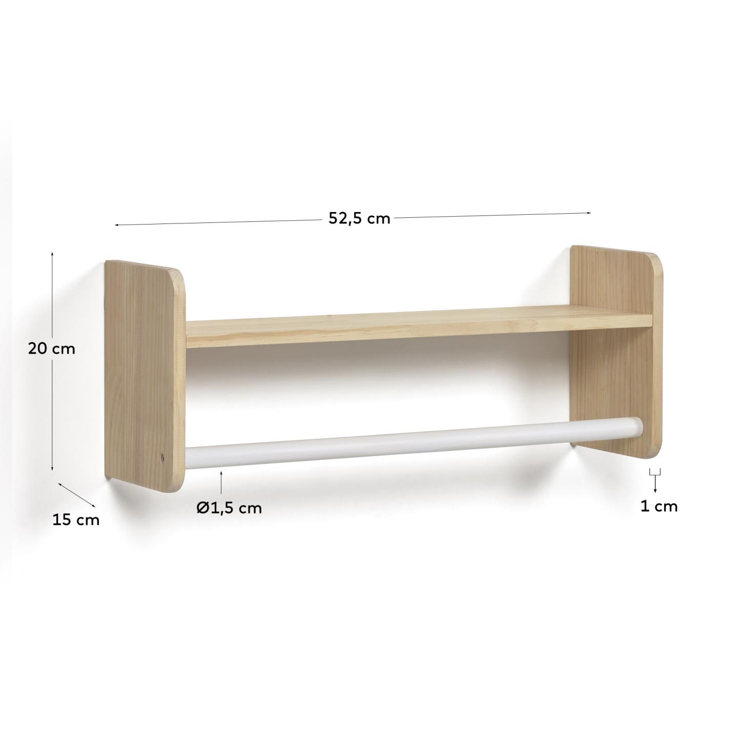 Florentina Garderobenregal aus massiver natürlicher Kiefer und weissem MDF 52,5cm in Braun präsentiert im Onlineshop von KAQTU Design AG. Garderobe ist von Kave Home