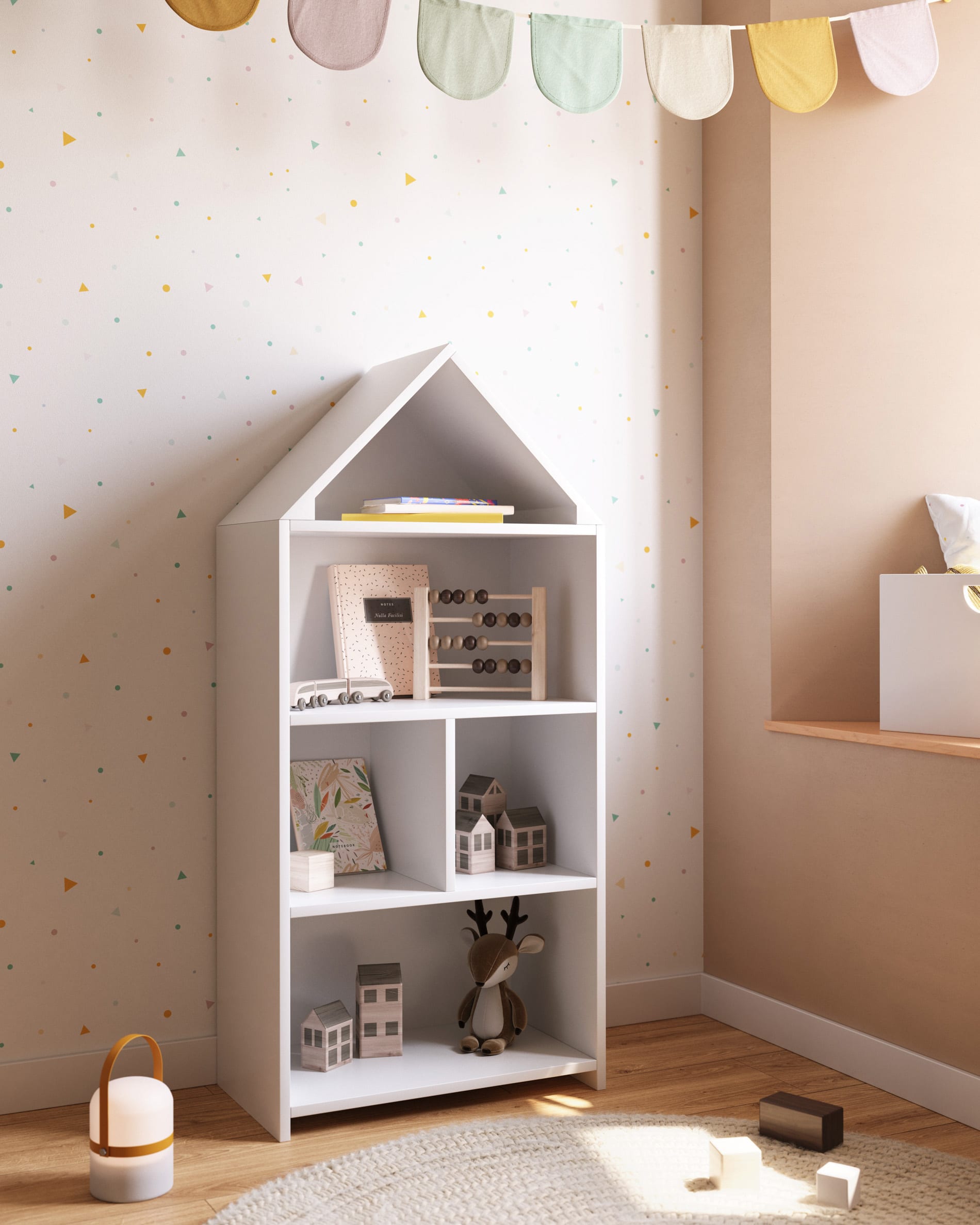 Celeste Kinderhaus Regal in MDF weiss 50 x 105 cm in Weiß präsentiert im Onlineshop von KAQTU Design AG. Standregal ist von Kave Home