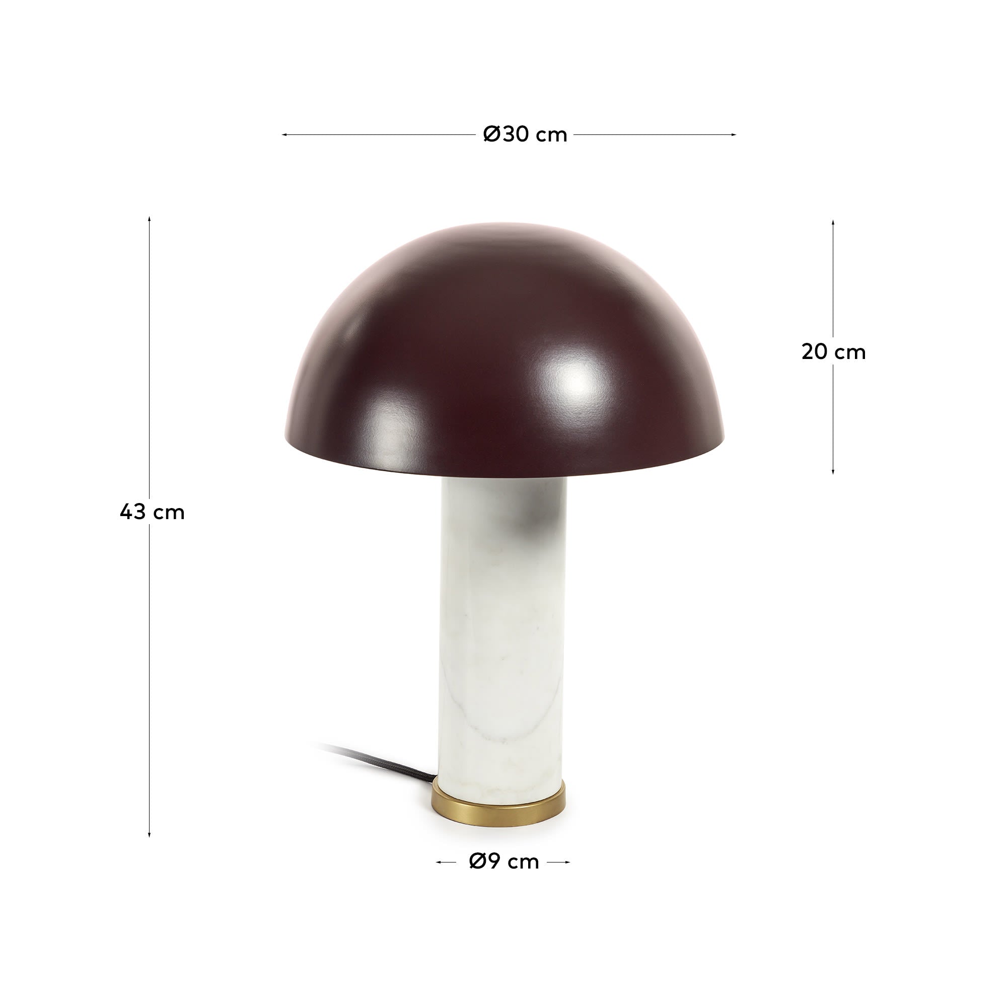 Zorione Tischlampe aus weissem Marmor und Metall mit braunem Finish in Weiß präsentiert im Onlineshop von KAQTU Design AG. Tischleuchte ist von Kave Home