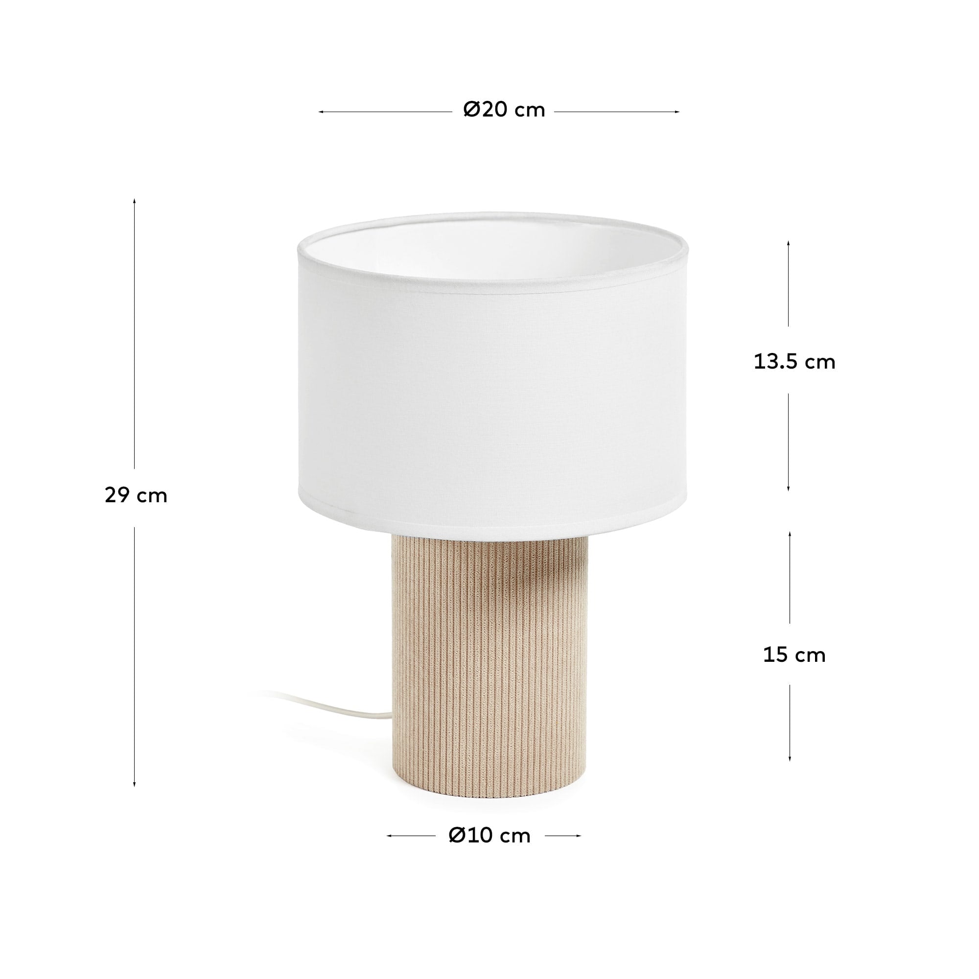 Tischlampe Bianella aus beigem Cord in Beige präsentiert im Onlineshop von KAQTU Design AG. Tischleuchte ist von Kave Home