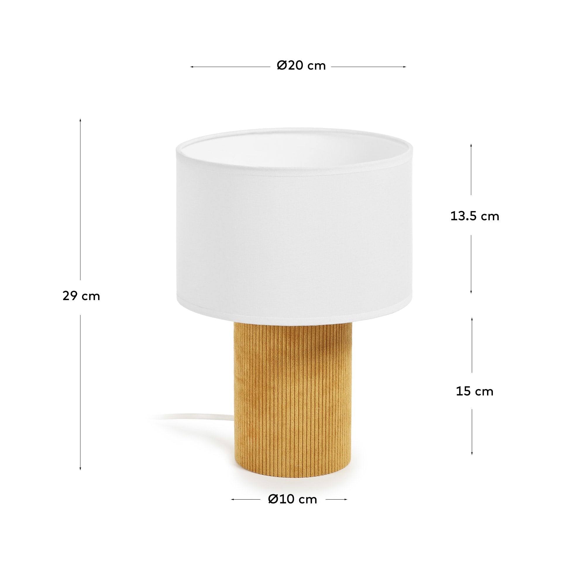 Tischlampe Bianella aus Cord in Senfgelb in Senfgelb präsentiert im Onlineshop von KAQTU Design AG. Tischleuchte ist von Kave Home