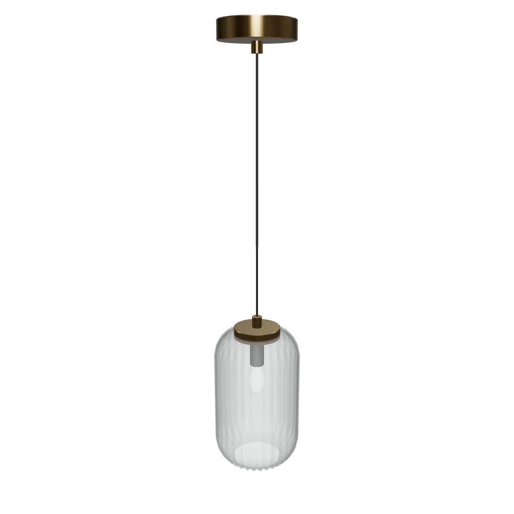 3D-Modell der Hestia Deckenlampe: Messing-Finish, rauchgraues Glas, elegantes Design für stilvolle Beleuchtung.