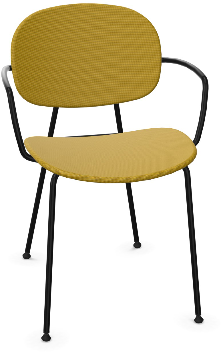 TONDINA POP Armlehnstuhl gepolstert in Senfgelb / Schwarz präsentiert im Onlineshop von KAQTU Design AG. Stuhl mit Armlehne ist von Infiniti Design