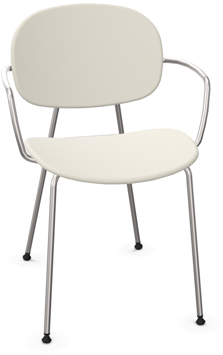 TONDINA POP Armlehnstuhl gepolstert in Sandweiss / Chrom präsentiert im Onlineshop von KAQTU Design AG. Stuhl mit Armlehne ist von Infiniti Design