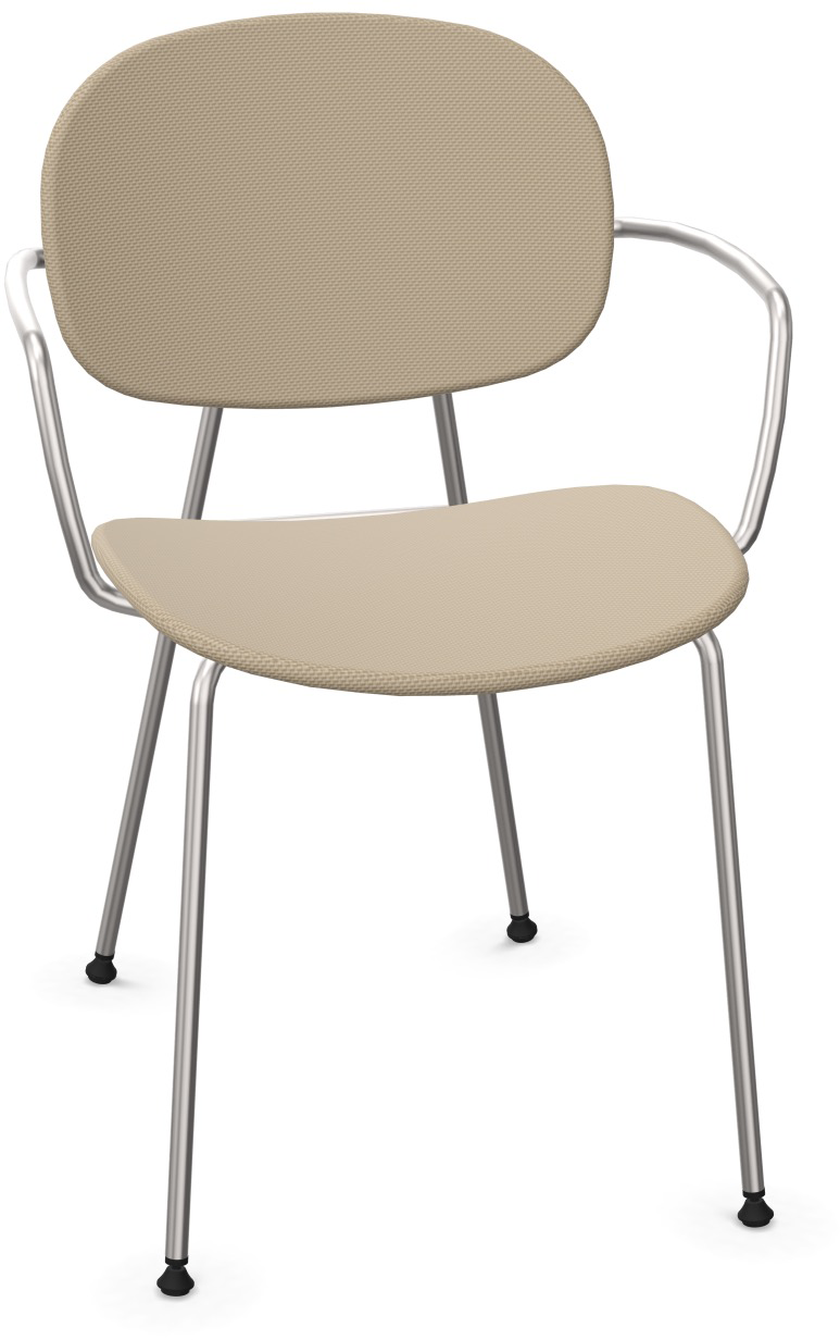 TONDINA POP Armlehnstuhl gepolstert in Hellbraun / Chrom präsentiert im Onlineshop von KAQTU Design AG. Stuhl mit Armlehne ist von Infiniti Design