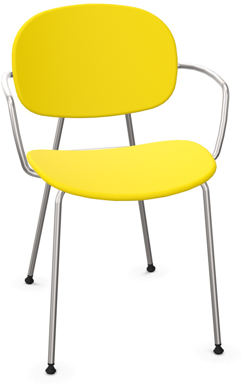 TONDINA POP Armlehnstuhl gepolstert in Gelb / Chrom präsentiert im Onlineshop von KAQTU Design AG. Stuhl mit Armlehne ist von Infiniti Design