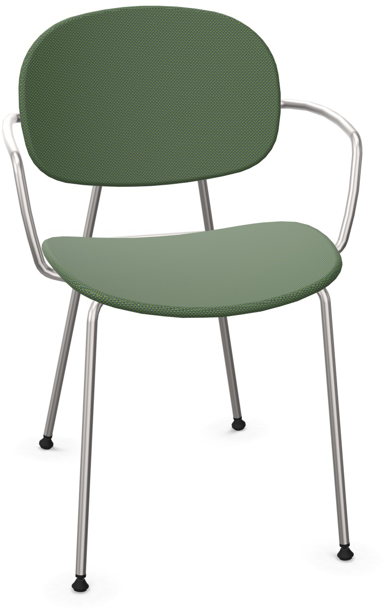 TONDINA POP Armlehnstuhl gepolstert in Dunkelgrün / Chrom präsentiert im Onlineshop von KAQTU Design AG. Stuhl mit Armlehne ist von Infiniti Design
