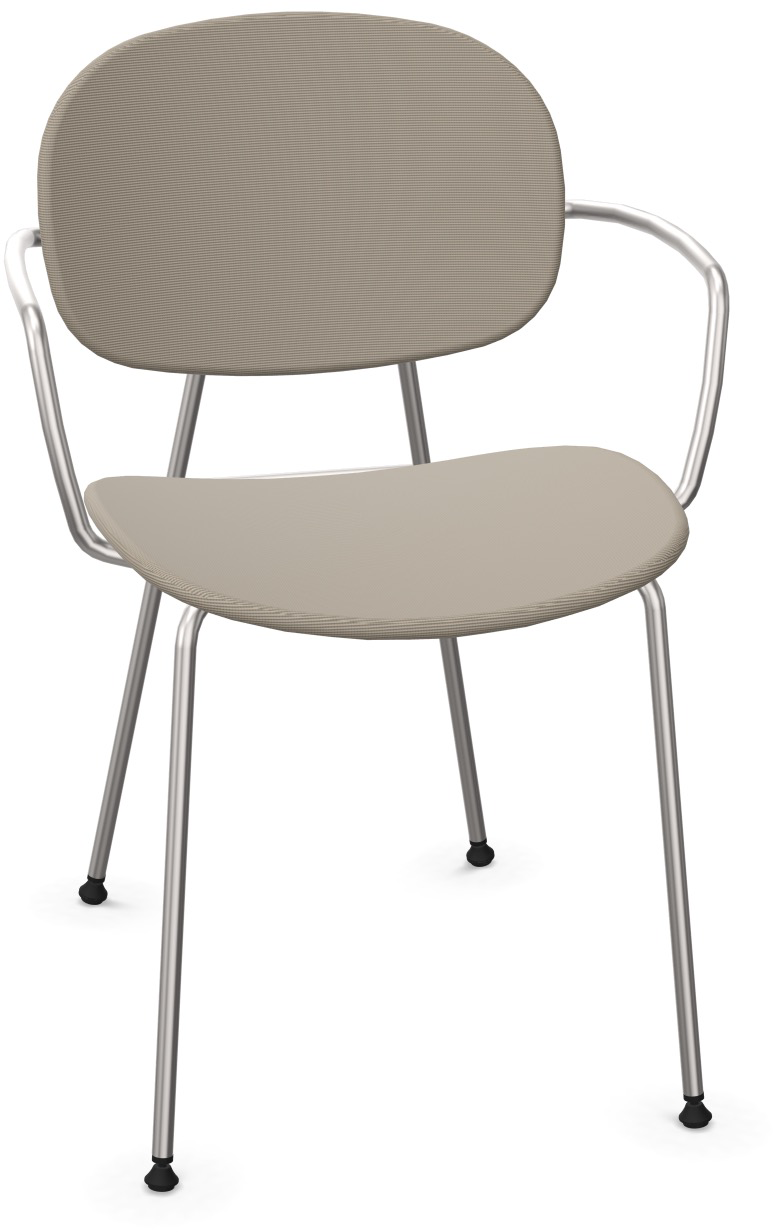 TONDINA POP Armlehnstuhl gepolstert in Beige / Chrom präsentiert im Onlineshop von KAQTU Design AG. Stuhl mit Armlehne ist von Infiniti Design