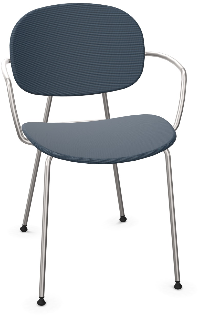 TONDINA POP Armlehnstuhl gepolstert in Dunkelblau / Chrom präsentiert im Onlineshop von KAQTU Design AG. Stuhl mit Armlehne ist von Infiniti Design