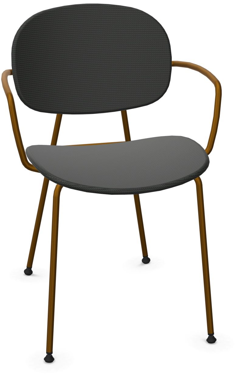 TONDINA POP Armlehnstuhl gepolstert in Schwarz / Antikes Messing präsentiert im Onlineshop von KAQTU Design AG. Stuhl mit Armlehne ist von Infiniti Design