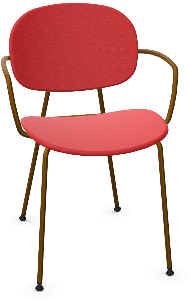 TONDINA POP Armlehnstuhl gepolstert in Rot / Antikes Messing präsentiert im Onlineshop von KAQTU Design AG. Stuhl mit Armlehne ist von Infiniti Design