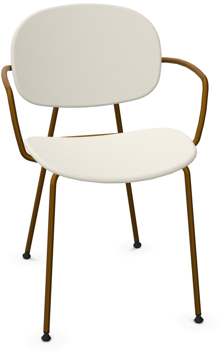 TONDINA POP Armlehnstuhl gepolstert in Sandweiss  / Antikes Messing präsentiert im Onlineshop von KAQTU Design AG. Stuhl mit Armlehne ist von Infiniti Design