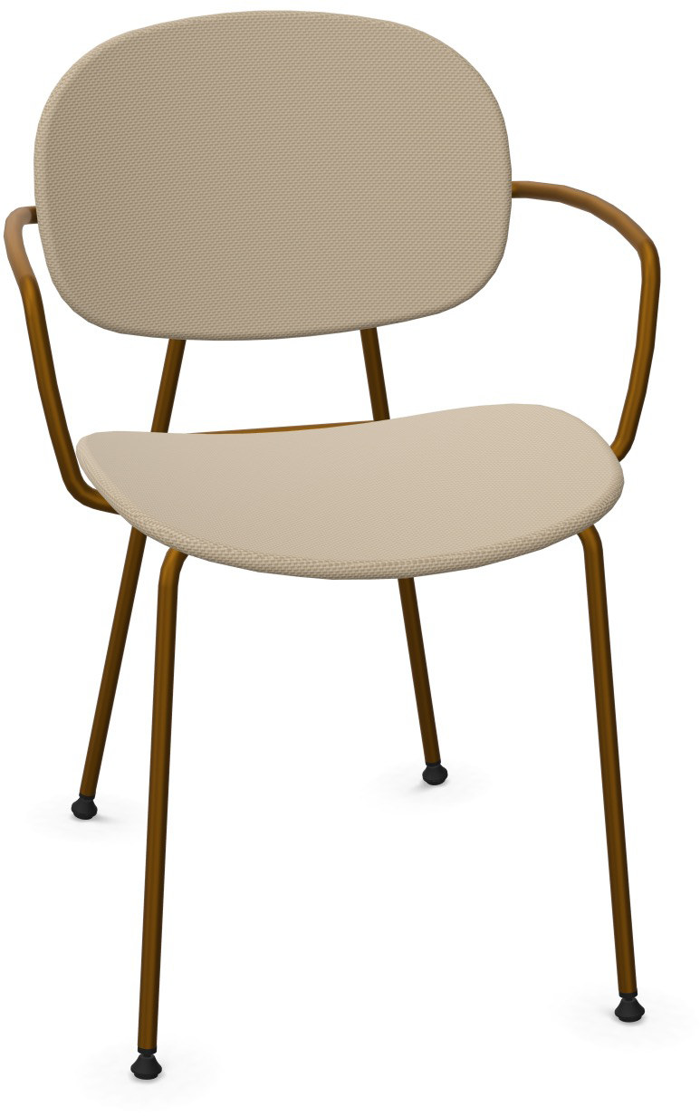 TONDINA POP Armlehnstuhl gepolstert in Hellbraun / Antikes Messing präsentiert im Onlineshop von KAQTU Design AG. Stuhl mit Armlehne ist von Infiniti Design