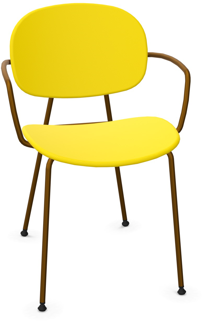 TONDINA POP Armlehnstuhl gepolstert in Gelb  / Antikes Messing präsentiert im Onlineshop von KAQTU Design AG. Stuhl mit Armlehne ist von Infiniti Design