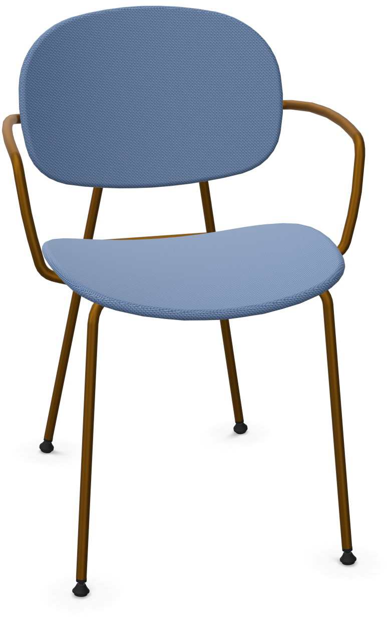 TONDINA POP Armlehnstuhl gepolstert in Blau  / Antikes Messing präsentiert im Onlineshop von KAQTU Design AG. Stuhl mit Armlehne ist von Infiniti Design