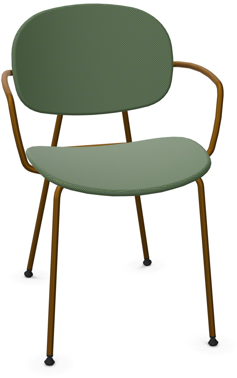 TONDINA POP Armlehnstuhl gepolstert in Dunkelgrün / Antikes Messing präsentiert im Onlineshop von KAQTU Design AG. Stuhl mit Armlehne ist von Infiniti Design