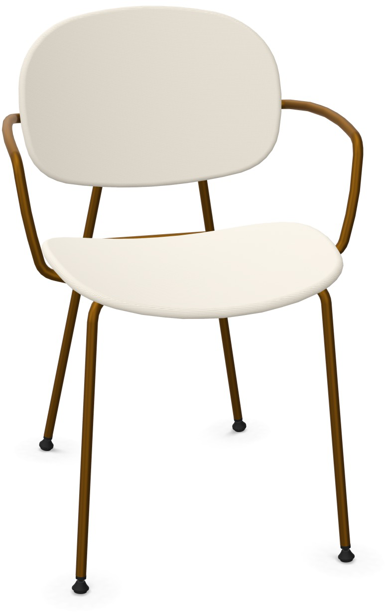 TONDINA POP Armlehnstuhl gepolstert in Weiss / Antikes Messing präsentiert im Onlineshop von KAQTU Design AG. Stuhl mit Armlehne ist von Infiniti Design