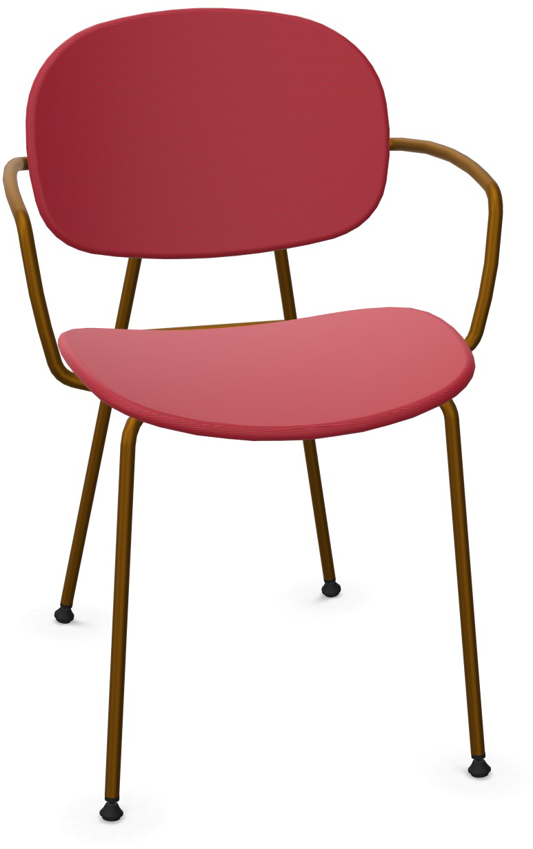 TONDINA POP Armlehnstuhl gepolstert in Dunkelrot / Antikes Messing präsentiert im Onlineshop von KAQTU Design AG. Stuhl mit Armlehne ist von Infiniti Design