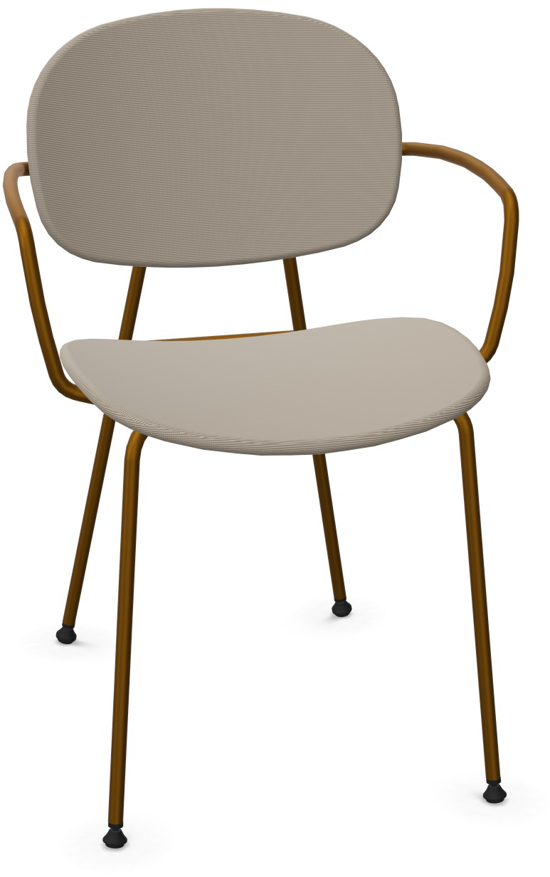 TONDINA POP Armlehnstuhl gepolstert in Beige / Antikes Messing präsentiert im Onlineshop von KAQTU Design AG. Stuhl mit Armlehne ist von Infiniti Design