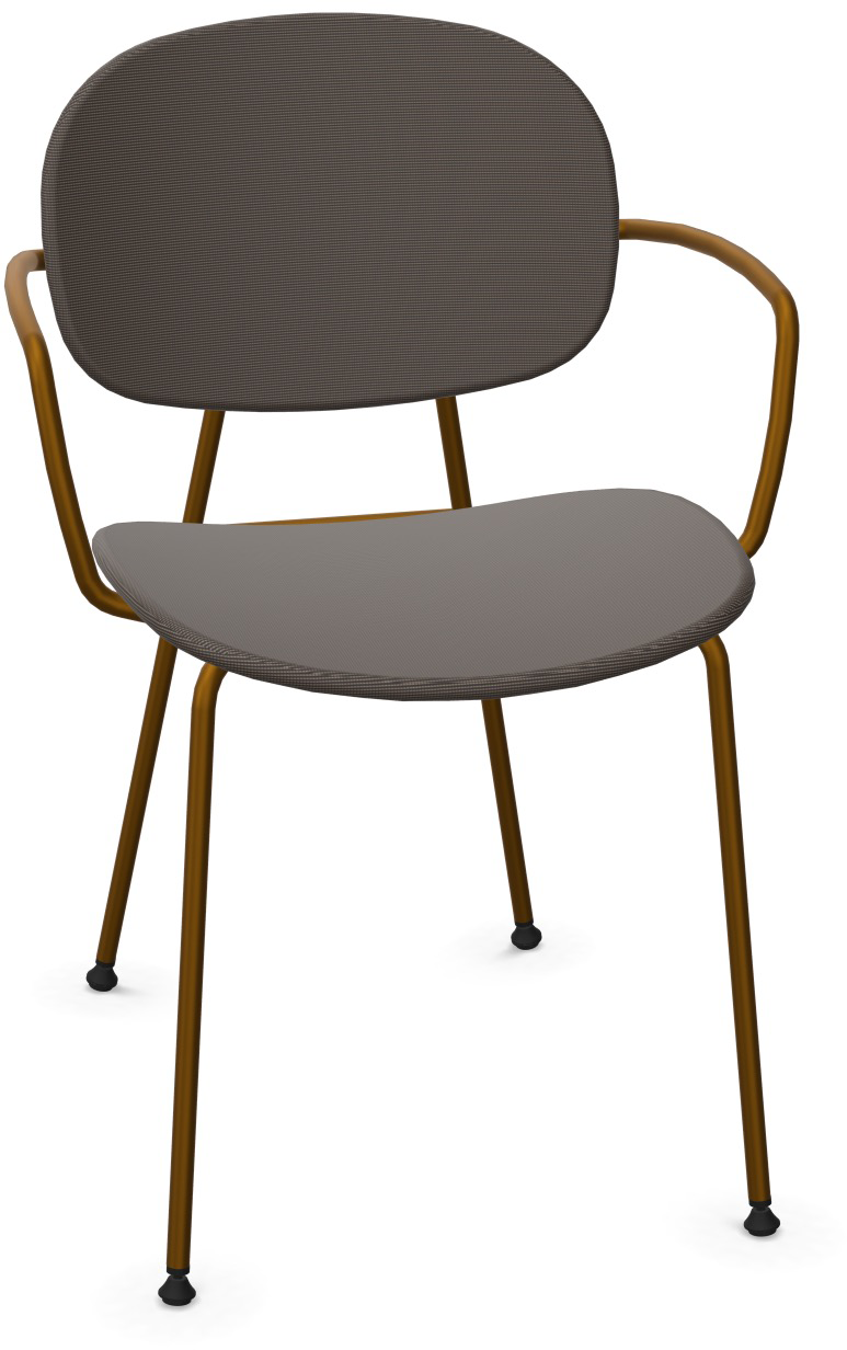 TONDINA POP Armlehnstuhl gepolstert in Graubraun / Antikes Messing präsentiert im Onlineshop von KAQTU Design AG. Stuhl mit Armlehne ist von Infiniti Design
